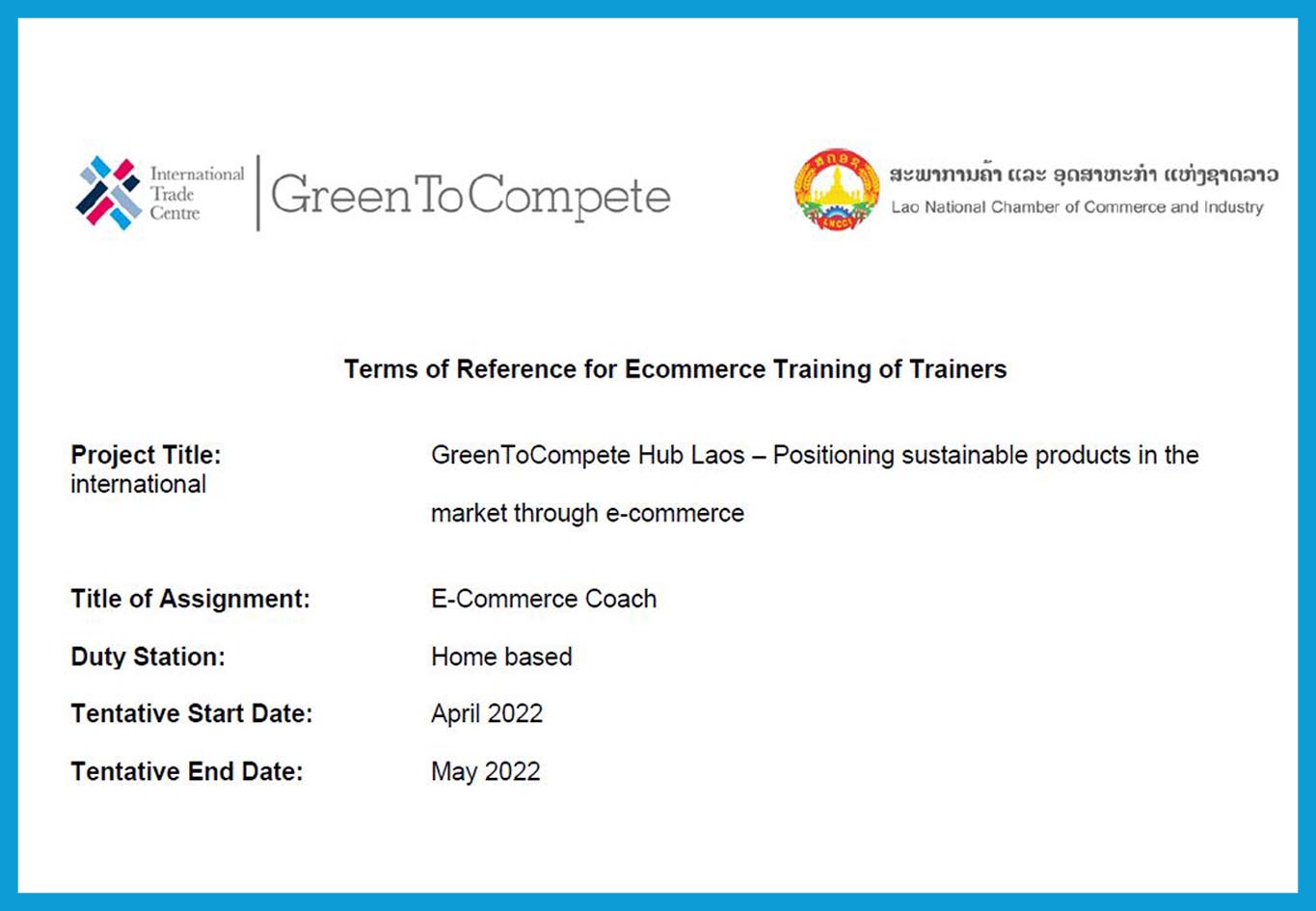 GreentoCompete Hub looks for Lao experts in marketing/branding