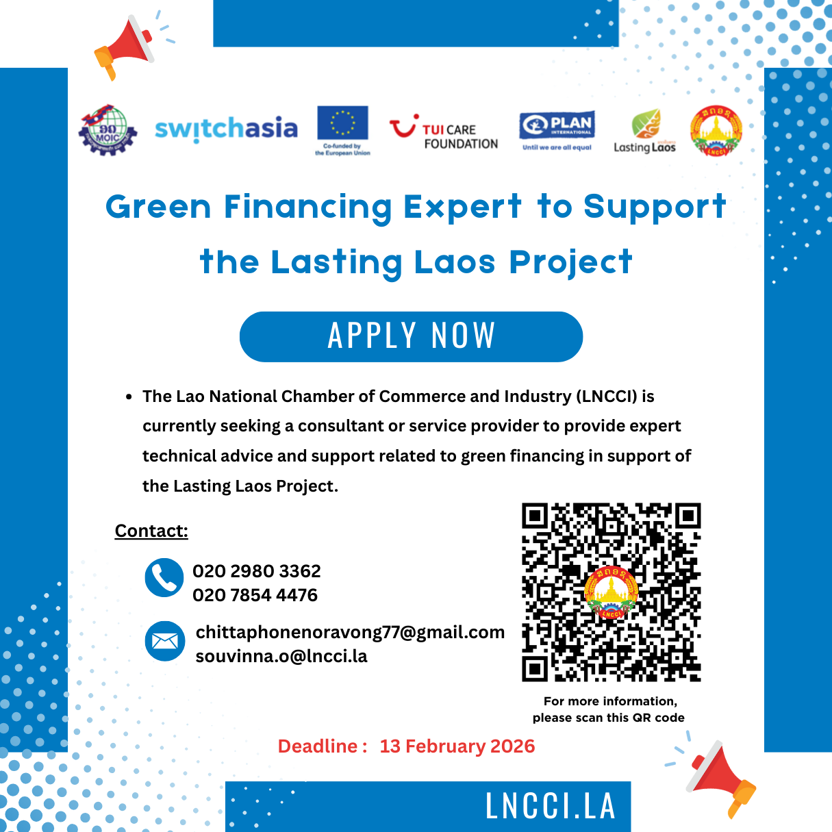 Green Financing Expert to Support the Lasting Laos Project